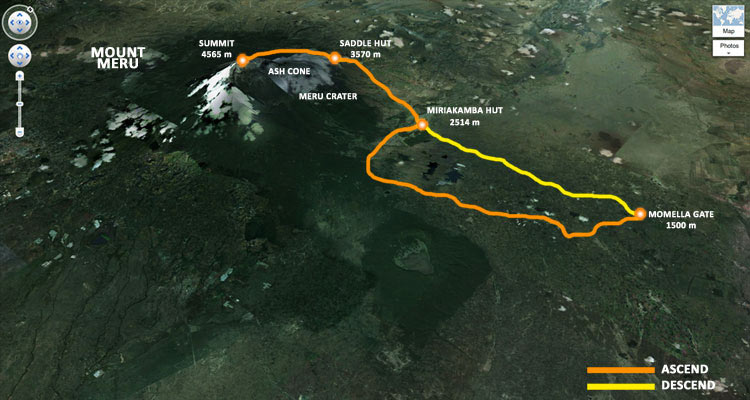 Gladys Adventure Mt Meru Route Map