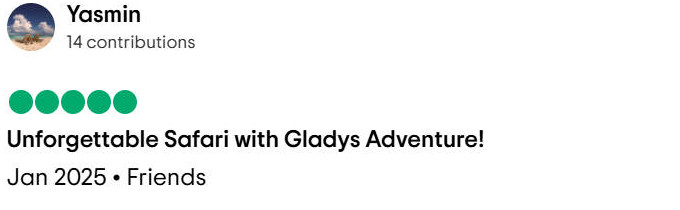 Gladys Adventure Trip Advisor Review