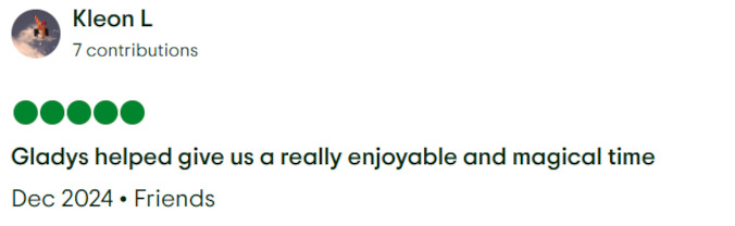 Gladys Adventure Trip Advisor Review