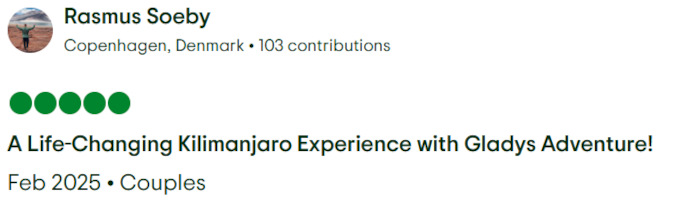 Gladys Adventure Trip Advisor Review