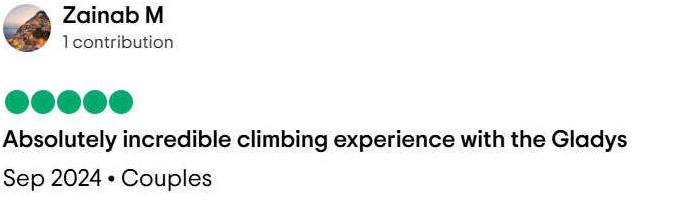 Gladys Adventure Trip Advisor Review