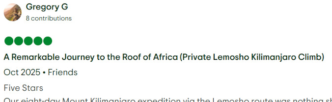 Gladys Adventure Trip Advisor Review