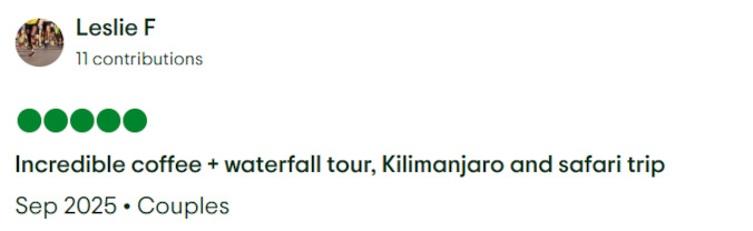 Gladys Adventure Trip Advisor Review